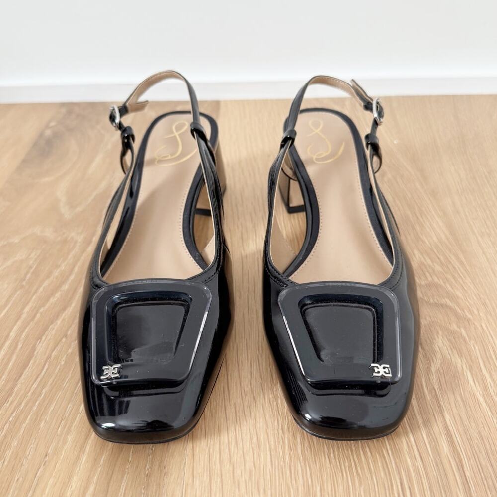 Sam Edelman Tracie Black Patent Buckle Detail Block Heel US 7.5 - Picture 4 of 9